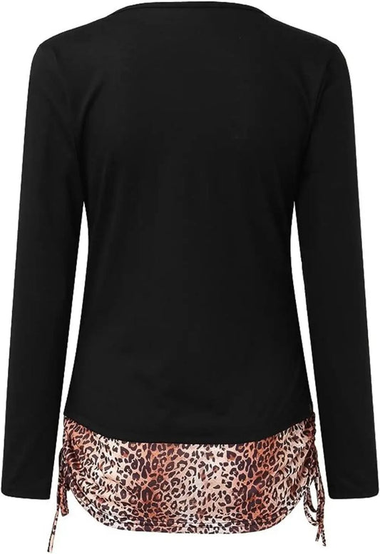 New women's tops fashion xiux long-sleeved printed V-neck bottoming shirt - Chrissy's Eye