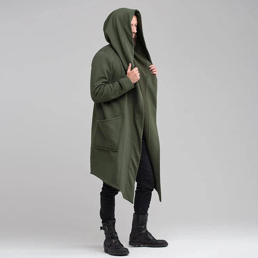 Men's Winter Hooded Cardigan Trench Coat Streetwear Solid Color Windbreaker Leisure Fashion Fleece-lined Jacket Vintage Hoodie - Chrissy's Eye
