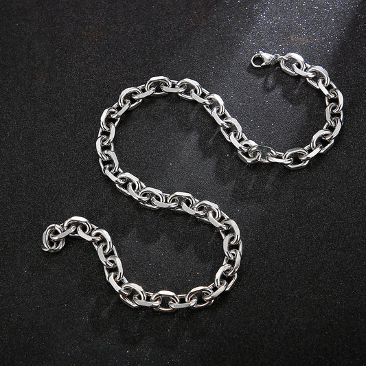 Mens Necklace Oval Chain Stainless Steel Silver Gold Color Rolo Link Chains Necklace for Men Cuban Necklace Jewelry - Chrissy's Eye