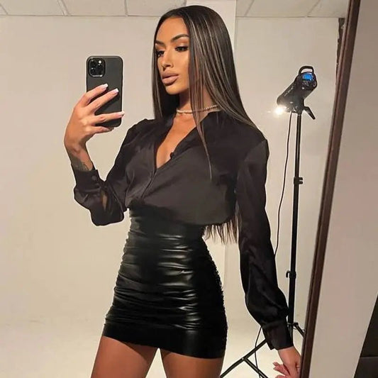 Fashionable Solid Color Pleated High Waist Sexy Skirt for Women Slim Fit Hip Wrap Casual Mini Skirt for Womens - Chrissy's Eye