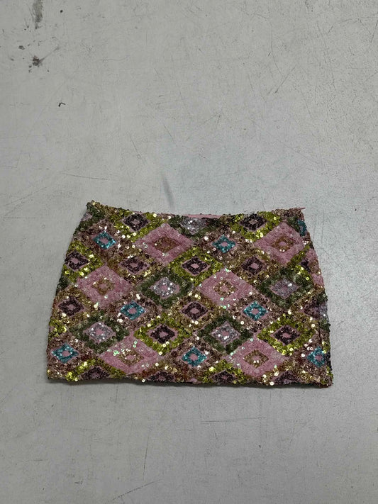 Y2K Sweet Sequin Diamond Patchwork Contrast Color Summer Natural Waist Glitter A-Line Mini Skirt Streetwear - Chrissy's Eye