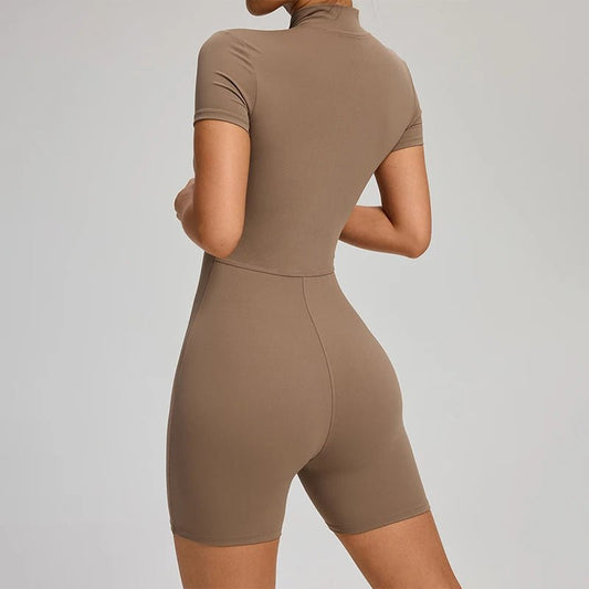 TRY TO BN Sports Jumpsuit Zipper Short Sleeves Yoga Sportswear Fitness Workout Bodysuit One Piece Suits Tights Gym Woman Clothes - Chrissy's Eye