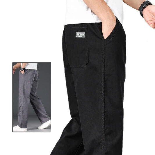 Big Size Mens Casual Pants Relaxed Fit Cotton Trousers Elastic Waist Drawstring Sweatpants Mens Jogger Pants Summer Spring - Chrissy's Eye