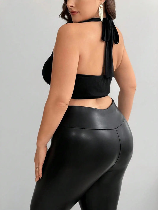 Fashionable European and American new sexy neck halter sling large size vest - Chrissy's Eye