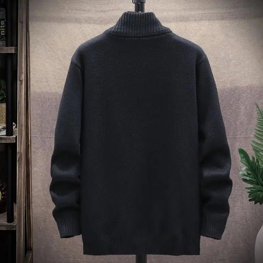 Autumn Winter New Knitted Fleece Sweater Men Fashion Slim Fit Cardigan Men Causal Sweaters Coats Solid Thicken Cardigan men - Chrissy's Eye