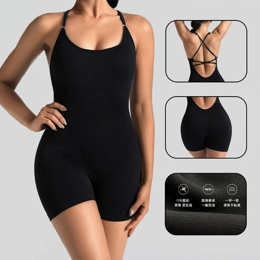 Yoga Sets Gym Jumpsuits Women Sports Overalls Active Wear Fitness Clothing Workout Clothes for Women Short Outfits - Chrissy's Eye