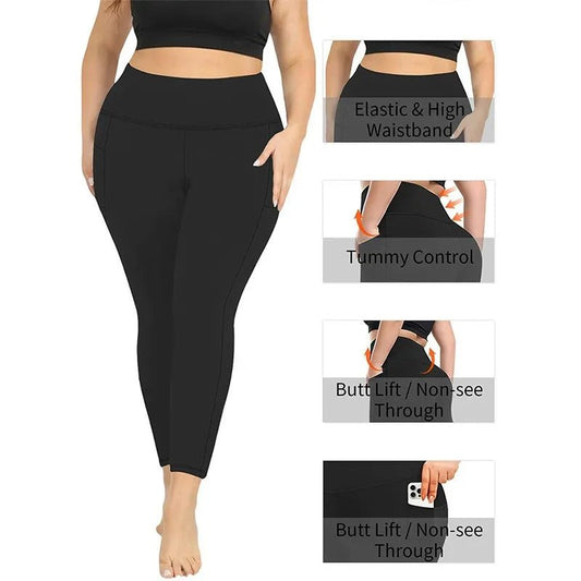 Women's High-Waisted Plus Size Yoga Leggings Butt-Lifting Workout Leggings with Pockets Elastic Activewear for Gym & Running - Chrissy's Eye