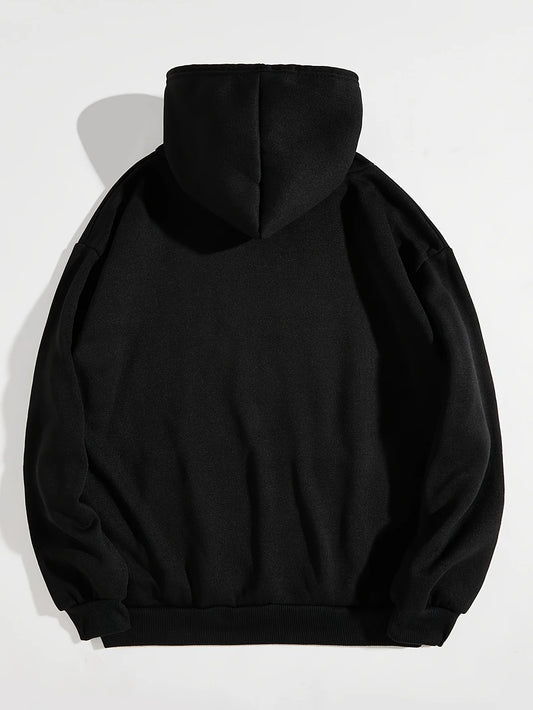 Women's autumn and winter warm and loose casual letter pattern printed velvet long sleeved hooded sweatshirt - Chrissy's Eye