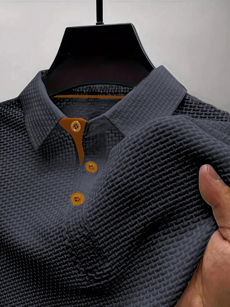 Summer ice silk lapel POLO men's short-sleeved T-shirt, men's top - Chrissy's Eye