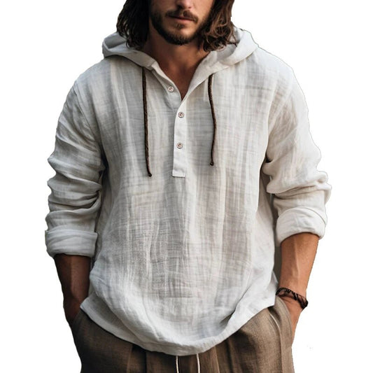 2024 New Men's Casual Blouse Cotton Linen Shirt Loose Tops Long Sleeve Tee Shirt Spring Autumn Casual Men's Shirts - Chrissy's Eye