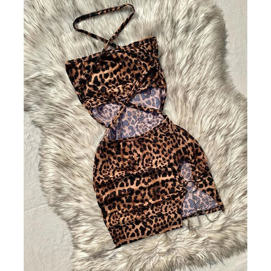 Fashionable Women's Sexy Leopard Print Mini Dress - Chrissy's Eye