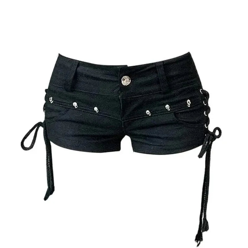 Y2k Streetwear Harajuku E-girl Summer Women 2000s Grunge Kpop Japanese Gyaru Low Rise Jean Shorts Slim Denim Hot Pants Trashy - Chrissy's Eye