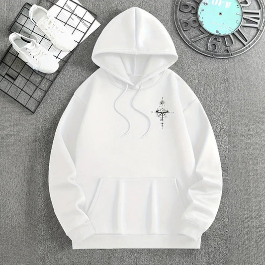 Vintage Compass Print Hoodies for Men High Quality Hooded Long Sleeve Pullover All Season Daily Casual Sports Tops Men's Clothes - Chrissy's Eye