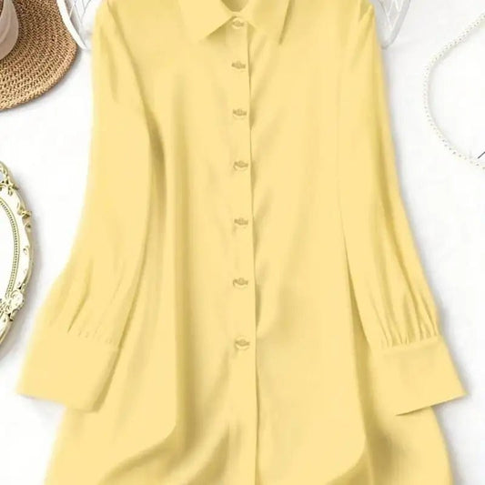 French High-End Style Plus-Size Casual Shirt | Loose Laid-Back, Silk-Like Lapel Long-Sleeve Blouse - Chrissy's Eye