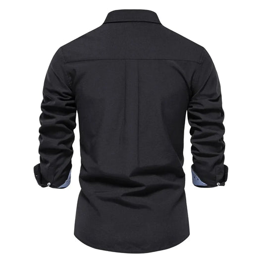 New Spring Cotton Blend Men's Oxford Shirt Long Sleeve Button Down Social Buinesss Casual Shirts for Men - Chrissy's Eye