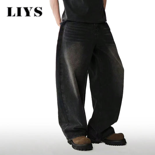 Four Season Men's Jeans Korean Version Student Casual Pants High Street Straight Loose Wide Leg Jeans Black Gray Blue Baggy Jean - Chrissy's Eye