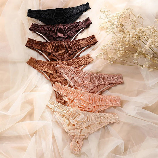 1Pcs/7Pcs Hot Sale Ladies Frill Trim Satin Ice Silk Seamless No Show Underwear Invisible Briefs Tanga Bragas Women's Panties - Chrissy's Eye