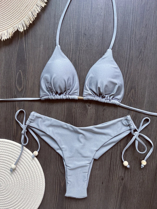 2025 New Sexy Triangle Bathing Suit for Women Brazilian Bikinis Halter Swimwear Push Up Swimsuit Metal Chain Beach Bikini Set - Chrissy's Eye