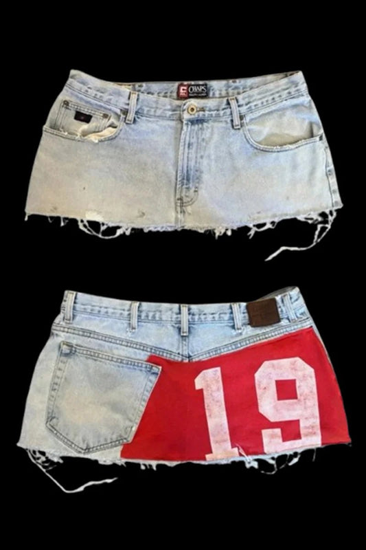 Women's Unique skirt applique print denim - Chrissy's Eye