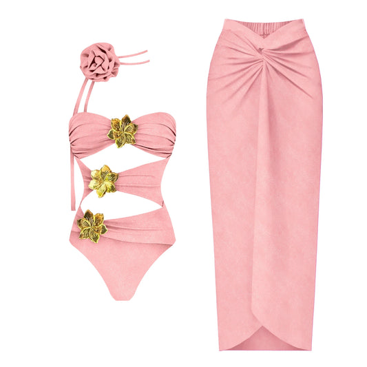 2024 High Quality One Piece Swimsuit Floral Ruffle Printed Push Up Women Bikini Set Swimwear Slimming Bathing Suit Beach Wear - Chrissy's Eye