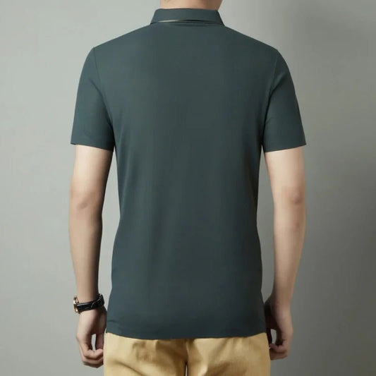 Men's New Polo Shirt Seamless Premium Luxury Cool Fabric Business Casual Golf Slim Fit Blouse Collar T-shirt - Chrissy's Eye