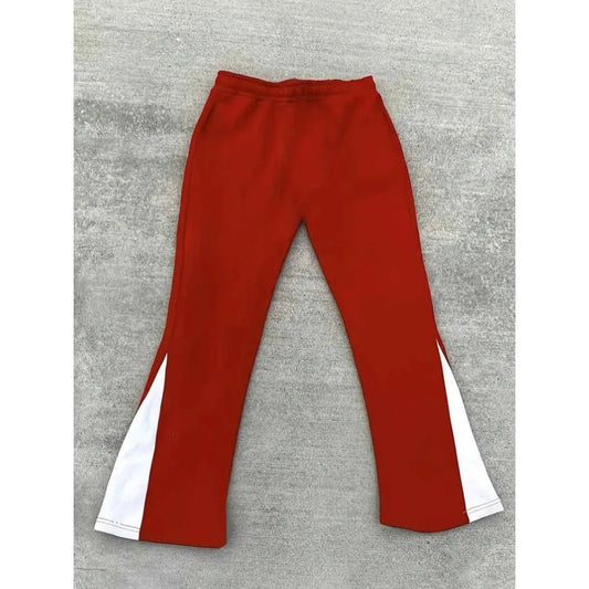 Men's Casual Street Style Cross Print Color Block Sweatpants Flare Leg Black White - Chrissy's Eye