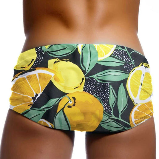 Mens Swimwear Swimsuits Swim Boxer Briefs Bikini Surfing Board Shorts Trunks Orange Print Pouch Water Sport Panties Beach Shorts - Chrissy's Eye