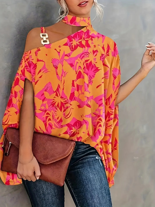 Plus Size Sexy Halter Loose Blouse Women's Elegant Print Off Shoulder Batwinhttps://admin.shopify.com/store/chrissyseye/apps/shop-72g Sleeve Pullover - Chrissy's Eye