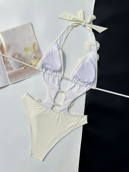 DEKA 2025 New 3D Flowers One Piece Swimsuit Women Solid Sexy Hollow Out Swimwear Tropical Summer Beachwear Bathing Suit Bodysuit - Chrissy's Eye