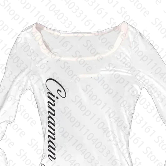 Vintage T-shirt Letter Graphic Print O Neck Long Sleeve Tee Women's Slim Fit Crop Tops Girl Emo Streetwear - Chrissy's Eye