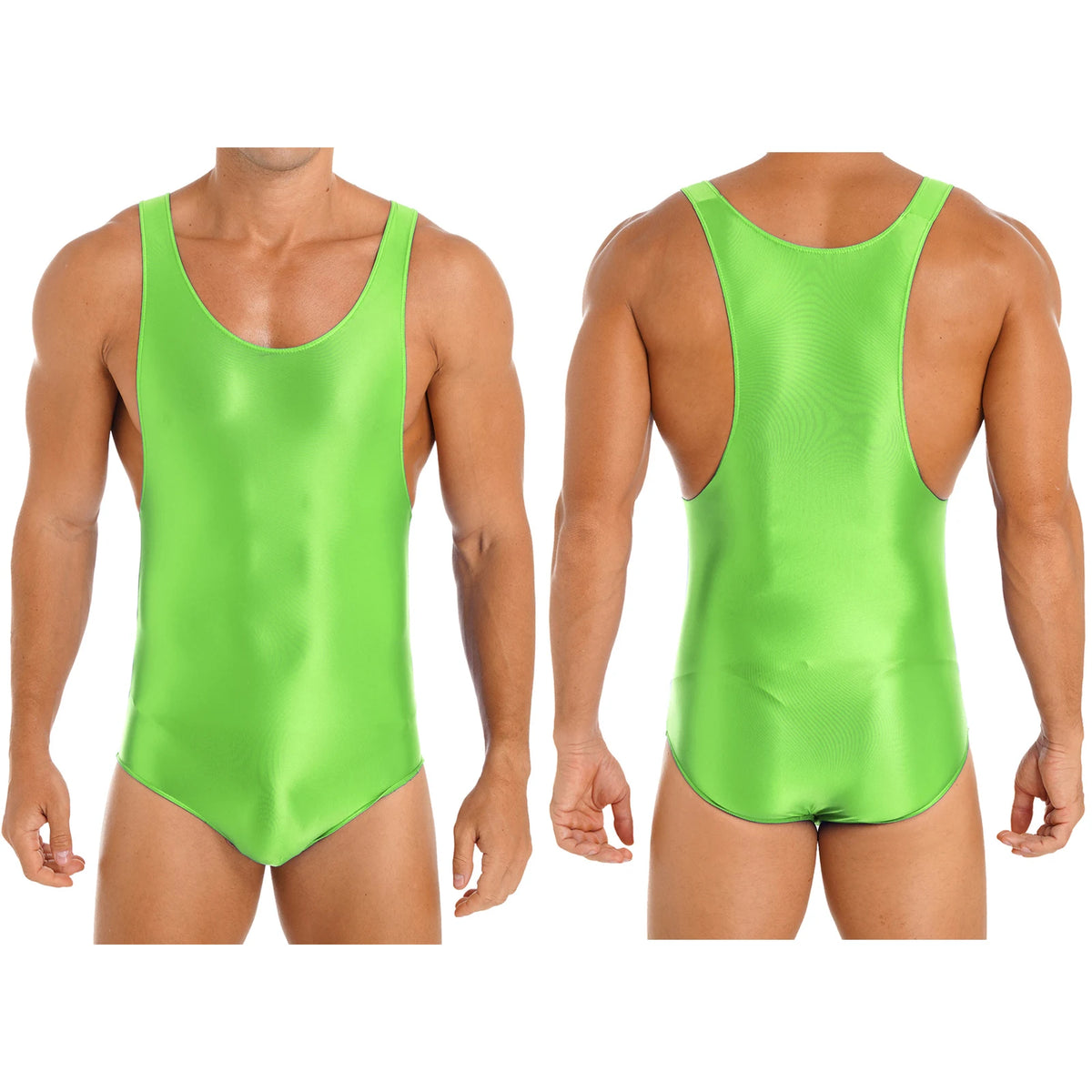 Men's One-Piece Swimsuit Glossy Zipper Front Shorty Jumpsuit Swimwear Stretchy Tight Bodysuit Rash Guards Beach Bathing Suit - Chrissy's Eye