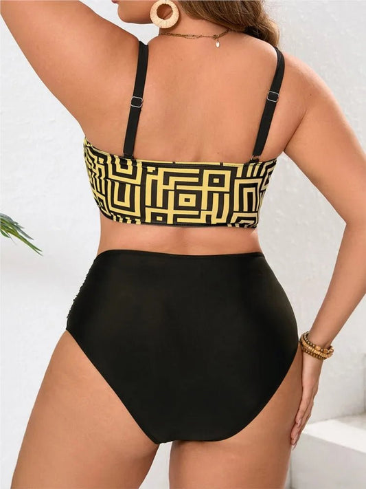 Plus Size High Waist Bikini Women's Push Up Large Size Swimsuit 2025 Summer Mujer Big Size Tummy Control Swimwear Bikini Sets - Chrissy's Eye