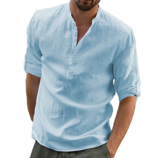 KB New Men's Casual Blouse Cotton Linen Shirt Loose Tops Long Sleeve Tee Shirt Spring Autumn Casual Handsome Men Shirts - Chrissy's Eye