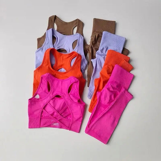 2PCS Sports Bra Women's Set Professional Fitness Tank Top Bra Shockproof Running Leggings Yoga Suit Beautiful Back Bra Clothing - Chrissy's Eye