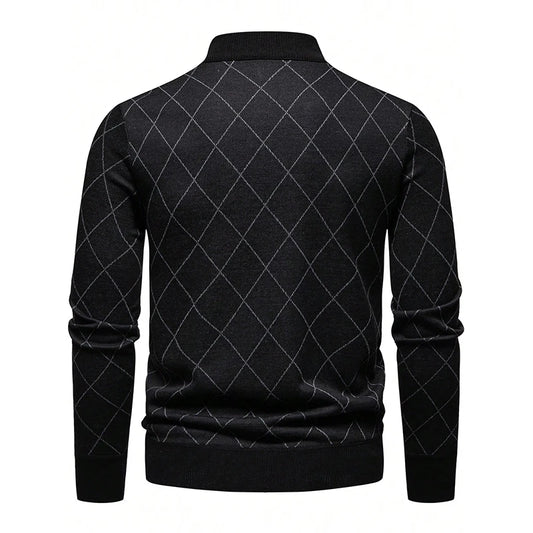 Mens Fashion Sweater Half Zip Collar Knit Pullover Casual Sport Golf Sweaters American Size Male Autumn Winter Clothes - Chrissy's Eye
