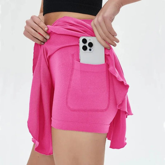 Women's High Waisted Tennis Mini Skirt Tennis Yoga Golf Sports Belt Safety Pants Pocket Comfortable and Breathable Sports Skirt - Chrissy's Eye