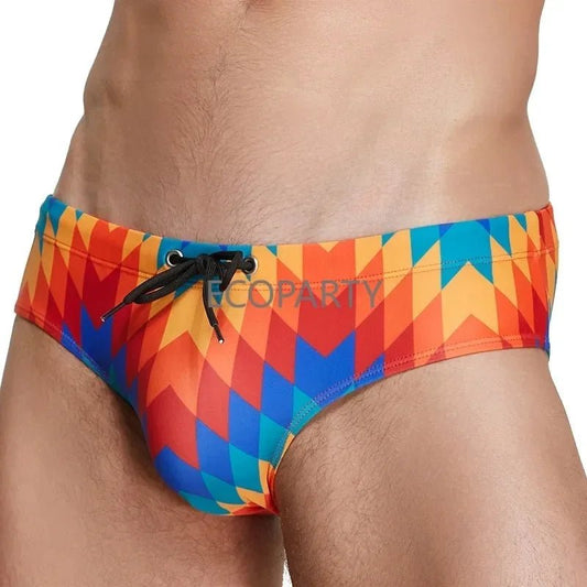 Men Surfing Shorts,Male Swimsuit,Surf Wear,Sports Swimwear,Geometric Printed Men Triangular Swimming Pants For Hot Spring Bath - Chrissy's Eye