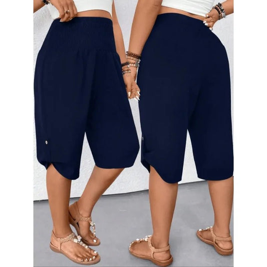 Plus Size 1XL-5XL Women's Fashionable Casual Solid Color Button Commuting Versatile Straight Leg Pants - Chrissy's Eye