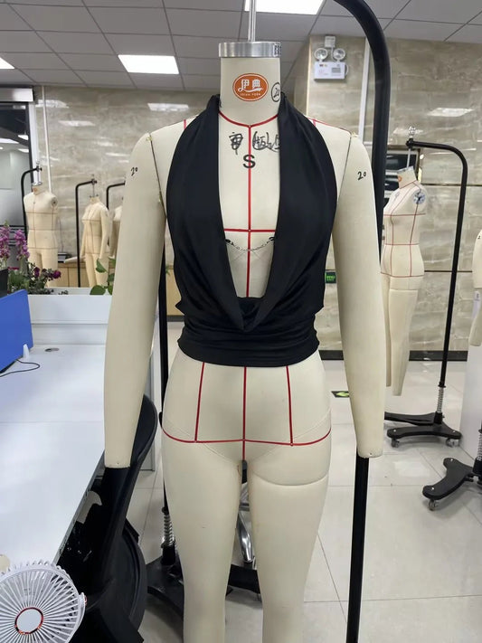 Women's Sexy Halter Tank Tops, Cowl Neck Sleeveless Backless Open Back Crop Top - Chrissy's Eye
