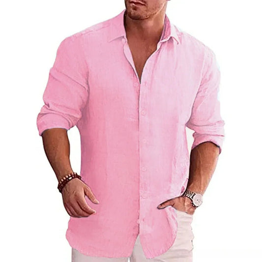 Cotton Linen Autumn Hot Selling Men's Long Sleeve Shirt Solid Color Casual Style Plus Size Men's Casual Linen Shirt - Chrissy's Eye