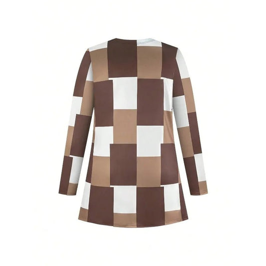 Plus Size New Women Three-piece Color Blocked Printed Set Long Sleeve Cardigan & Tank Top & Long Pants Women Outfit Sets - Chrissy's Eye