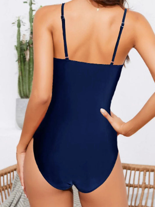 Ruffle Solid Swimsuit Women One Piece Sexy Straped Swimwear Female Padded Beachwear Bathers Bathing Swimming Suit Beachwear - Chrissy's Eye