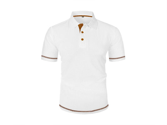 Summer ice silk lapel POLO men's short-sleeved T-shirt, men's top - Chrissy's Eye