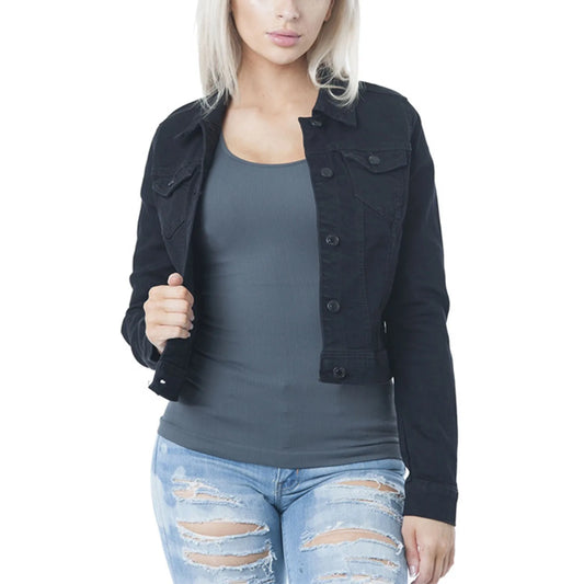 New Long Sleeve Winter Slim White Black Jeans Jacket For Women Solid Denim Woman Tops Short Coat Ladies Jackets Outerwear - Chrissy's Eye