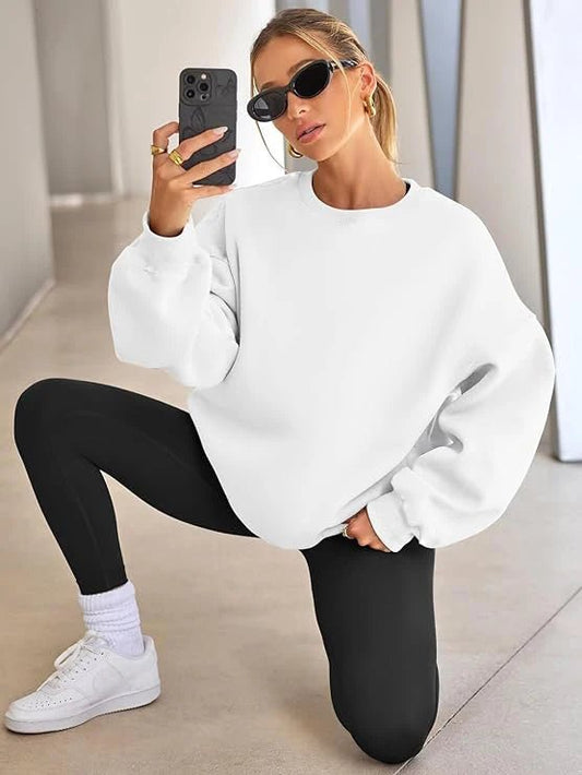 Plus Size Solid Color Sweatshirt, Casual Long Sleeve Crew Neck Pullover Sweatshirt, Women's Plus Size Clothing - Chrissy's Eye