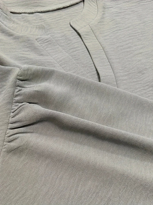 Plus Size 1XL-5XL Women's CasualLadies Fashion Solid Blouse Solid Color Loose Tops V-neck Blouse Long Sleeve Shirt - Chrissy's Eye