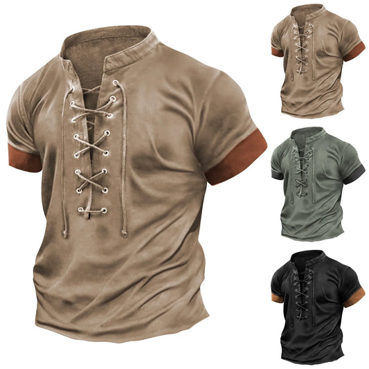 Men'S Casual Henley Shirt Fashion Raglan T Shirt Plain Slim Pleated Henley Daily Short Sleeve Patchwork Pleats Clothing Apparel - Chrissy's Eye