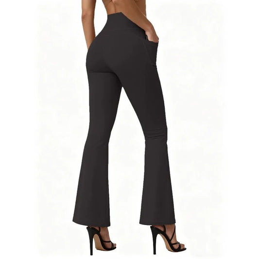 High Waisted Flared Yoga Leggings Women Butt Lifting with Pocket Design Wide Leg Leggings Running Tights Plus Size Gym Pants - Chrissy's Eye