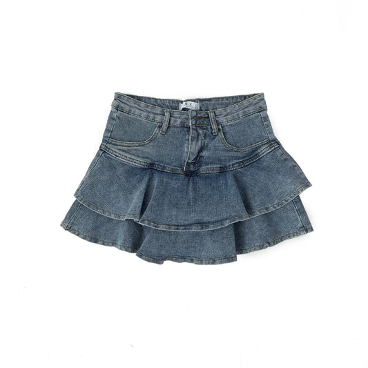 Spice Girls Denim Skirt Anti-Slip Double Denim Skirt Women's Stretch High-Waisted Slimming A-Line Cake Skirt - Chrissy's Eye