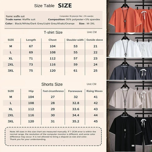 Men's breathable suit, short-sleeved shorts, two-piece set, loose and casual sporty fashionable men's clothing - Chrissy's Eye